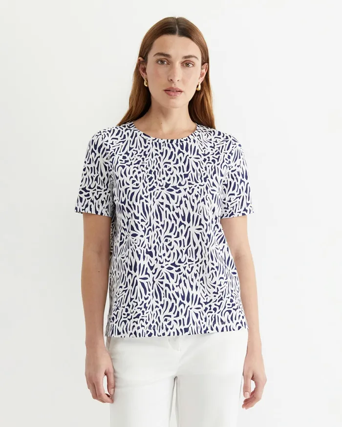 Sportscraft Adriana Mercerised Tee Whitenavy Women Tops and Tees