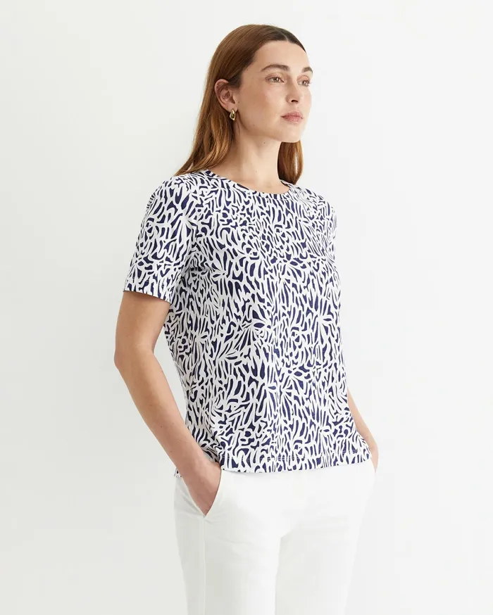 Sportscraft Adriana Mercerised Tee Whitenavy Women Tops and Tees