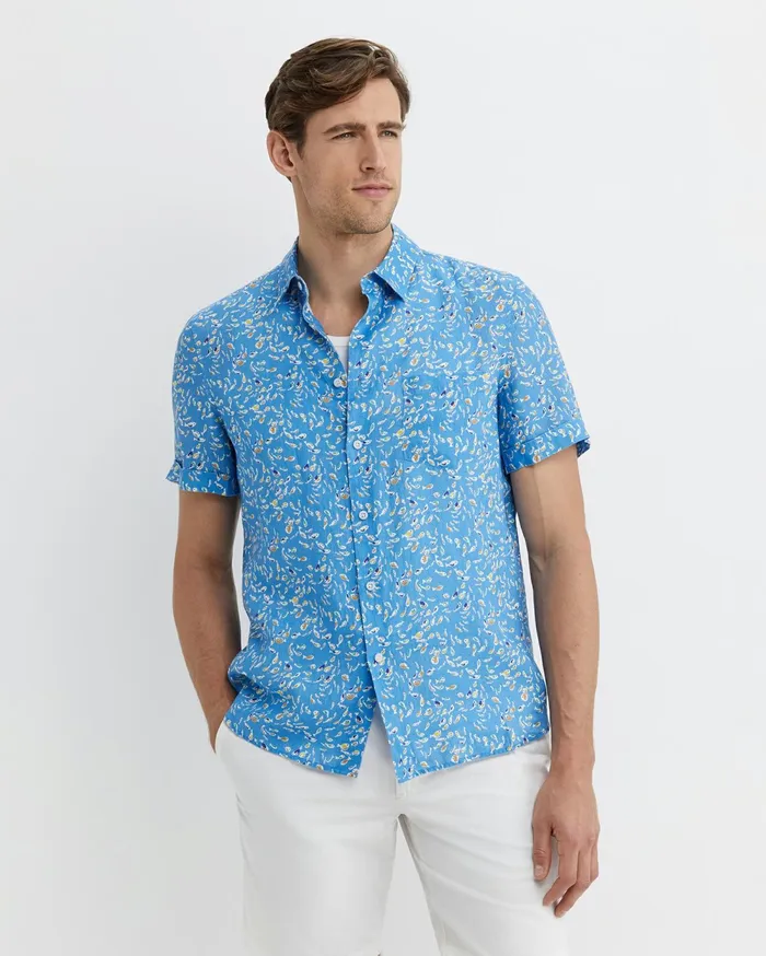 Sportscraft Bay Short Sleeve Liberty Shirt Blue Multi Men Shirts