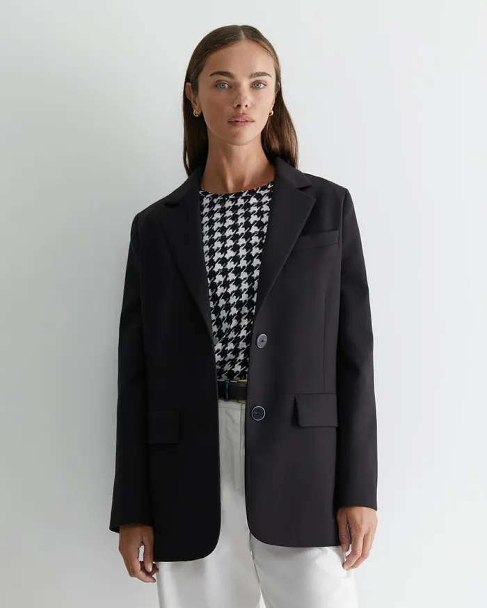Sportscraft Bianca Relaxed Wool Blazer Black Women Blazers