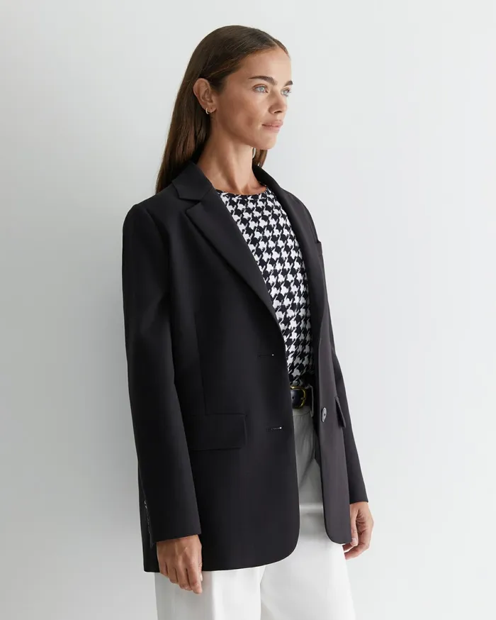 Sportscraft Bianca Relaxed Wool Blazer Black Women Blazers