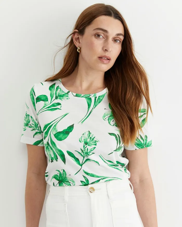 Sportscraft Botanical Mercerised Tee Green Multi Women Tops and Tees