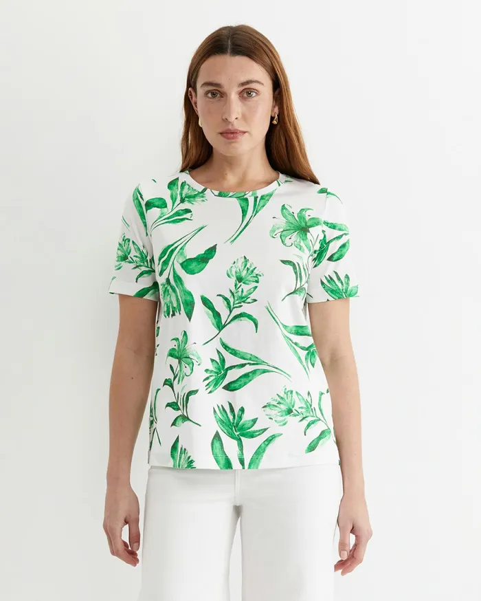 Sportscraft Botanical Mercerised Tee Green Multi Women Tops and Tees