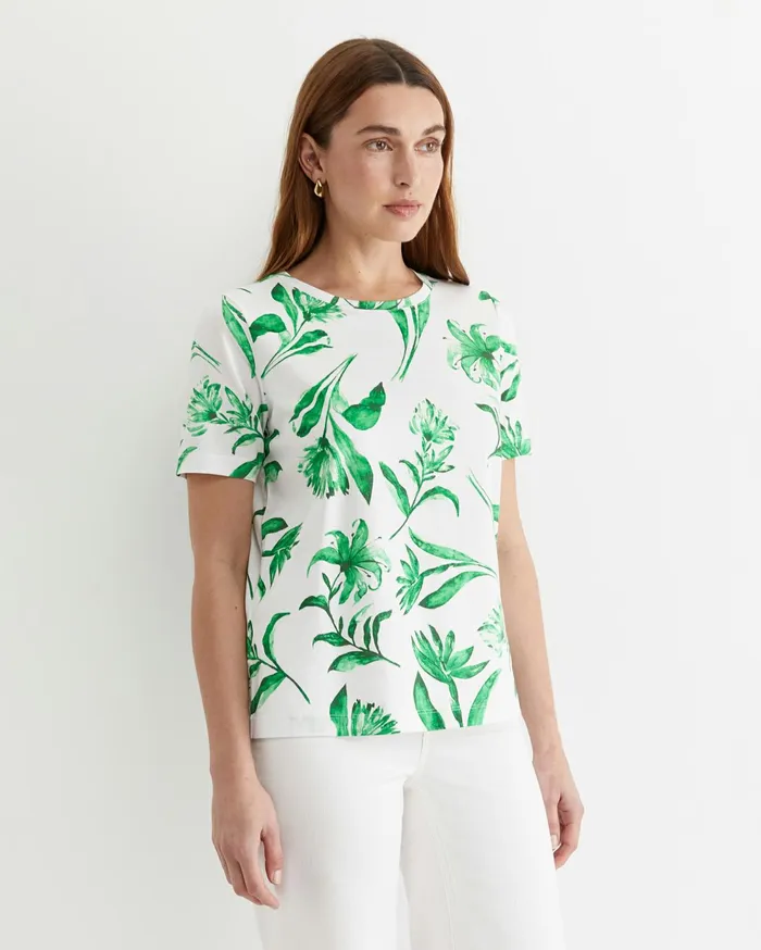 Sportscraft Botanical Mercerised Tee Green Multi Women Tops and Tees