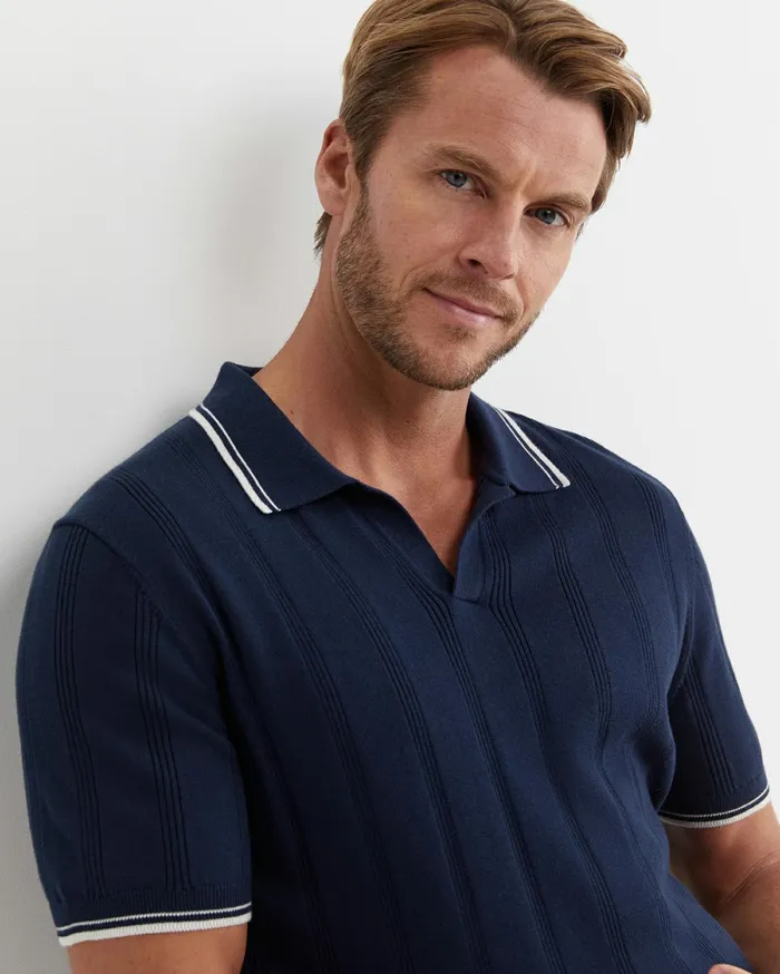 Sportscraft Braddon Knit Polo Navy Men TShirts and Polos