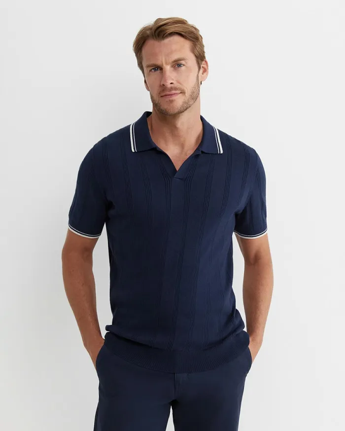 Sportscraft Braddon Knit Polo Navy Men TShirts and Polos