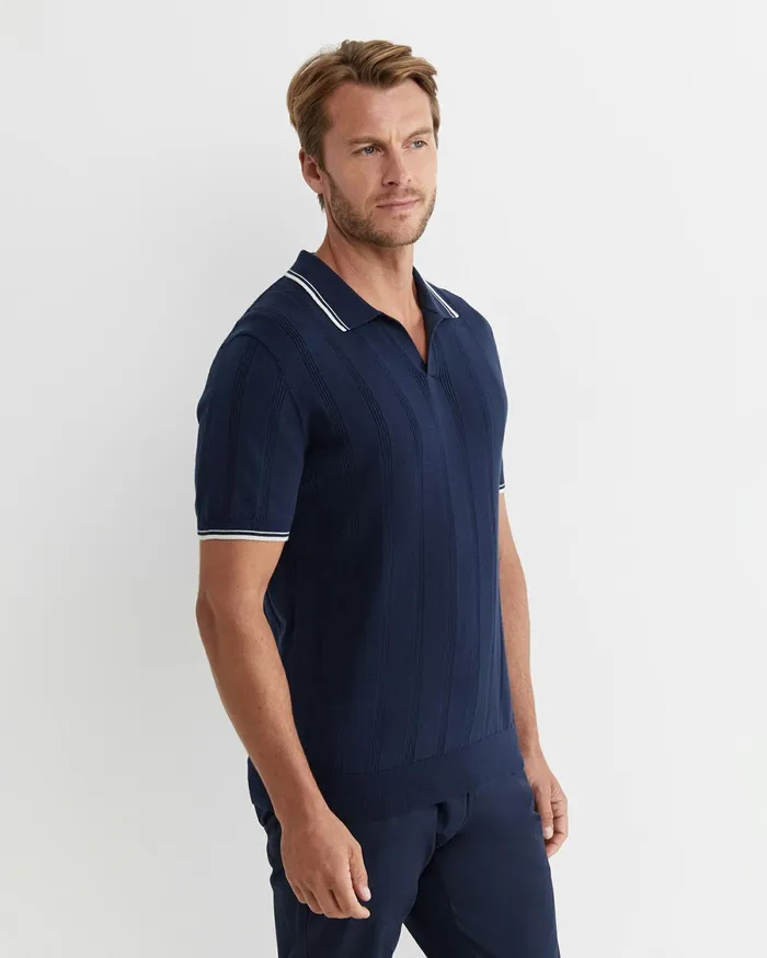 Sportscraft Braddon Knit Polo Navy Men TShirts and Polos