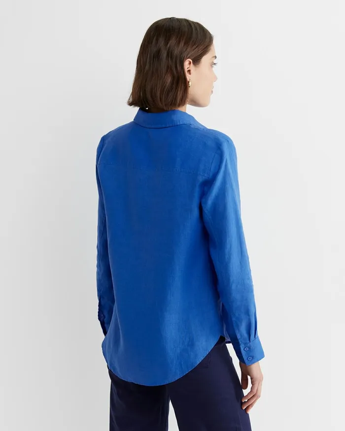 Sportscraft Dahlia Long Sleeve Linen Shirt Cerulean Women Shirts