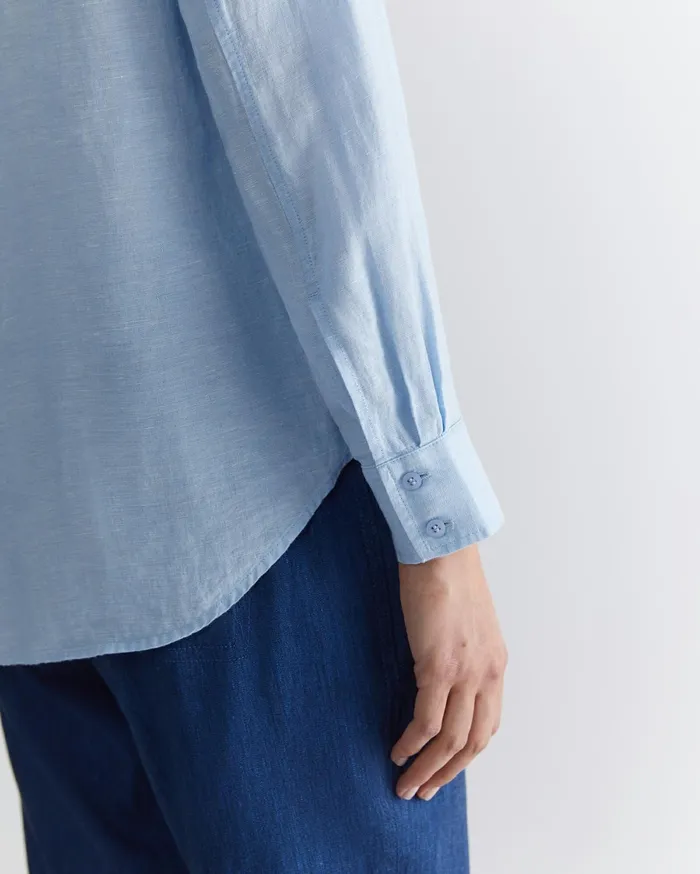 Sportscraft Dahlia Long Sleeve Linen Shirt Light Blue Women Shirts
