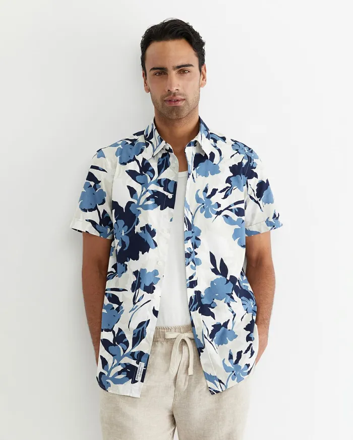 Sportscraft Dyer Short Sleeve Shirt Blue Multi Men Shirts