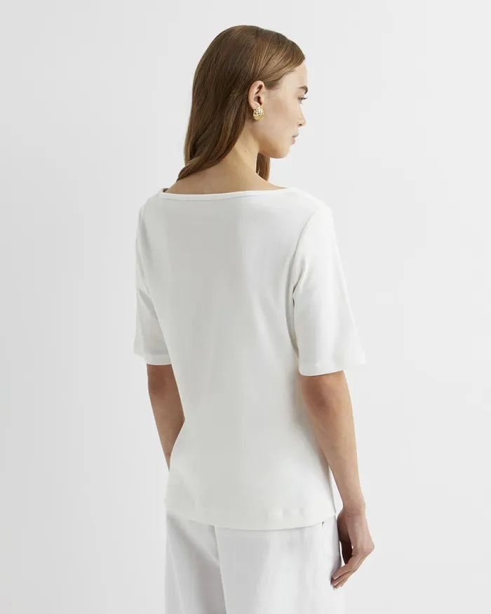 Sportscraft Heidi Boat Neck Half Sleeve Tee White Women Tops and Tees