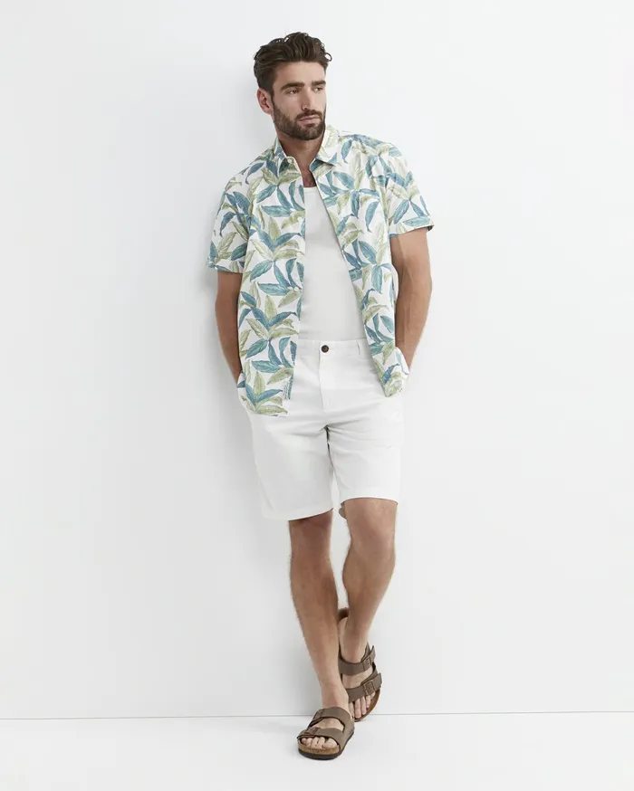 Sportscraft Howard Short Sleeve Cotton Shirt Whitemulti Men Shirts