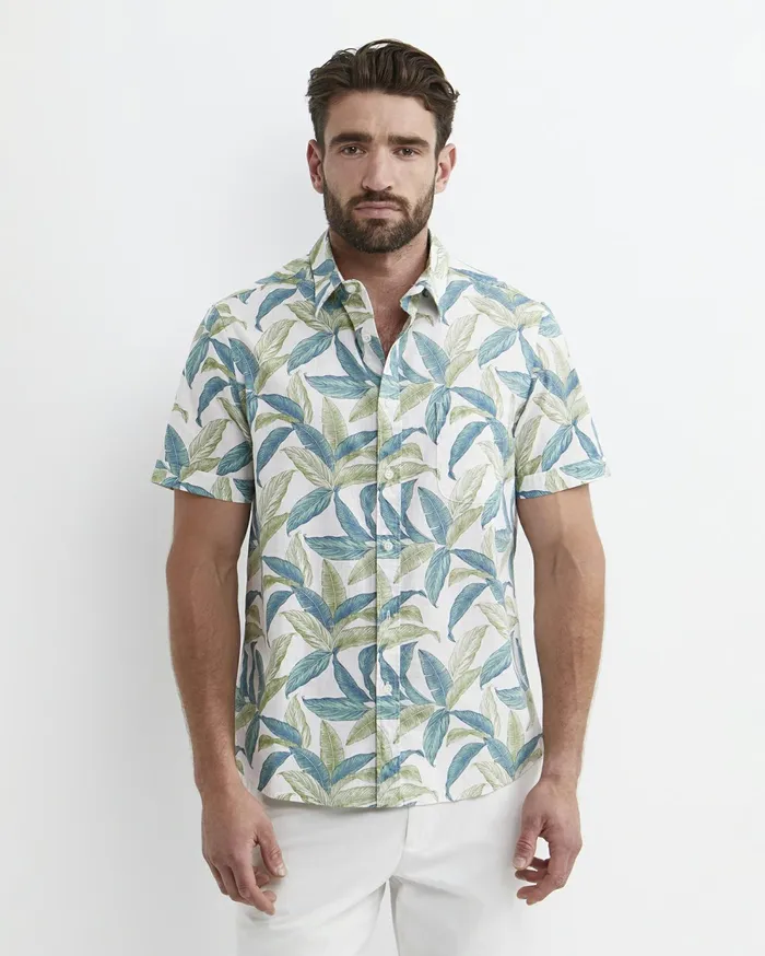 Sportscraft Howard Short Sleeve Cotton Shirt Whitemulti Men Shirts