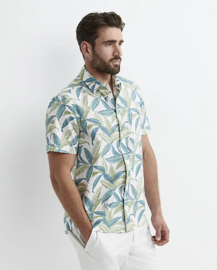Sportscraft Howard Short Sleeve Cotton Shirt Whitemulti Men Shirts