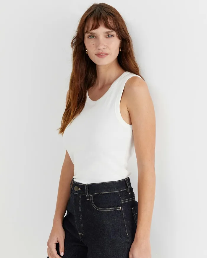 Sportscraft Julia Rib Tank White Women Tops and Tees