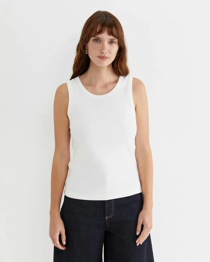 Sportscraft Julia Rib Tank White Women Tops and Tees