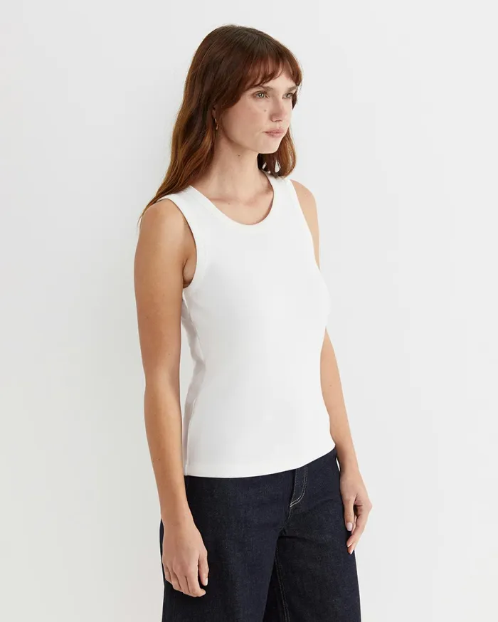 Sportscraft Julia Rib Tank White Women Tops and Tees