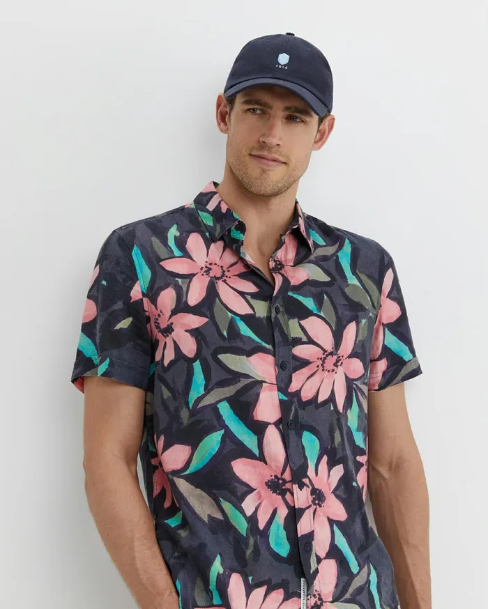 Sportscraft Lane Print Shirt Green Men Shirts