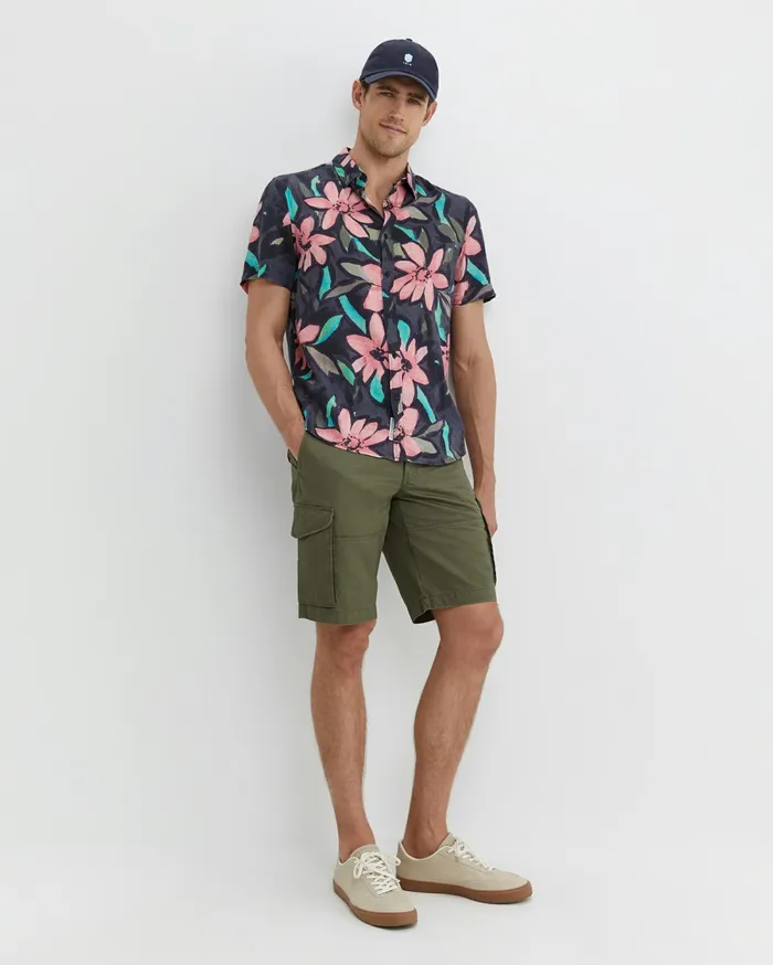 Sportscraft Lane Print Shirt Green Men Shirts