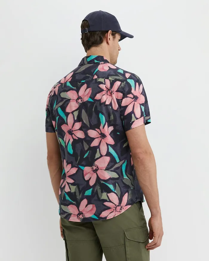 Sportscraft Lane Print Shirt Green Men Shirts