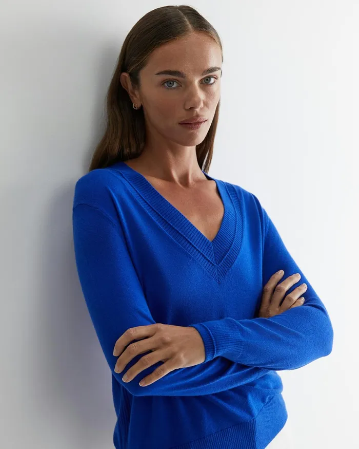 Sportscraft Laurina Vneck Sweater Cobalt Women Knits and Cardigans