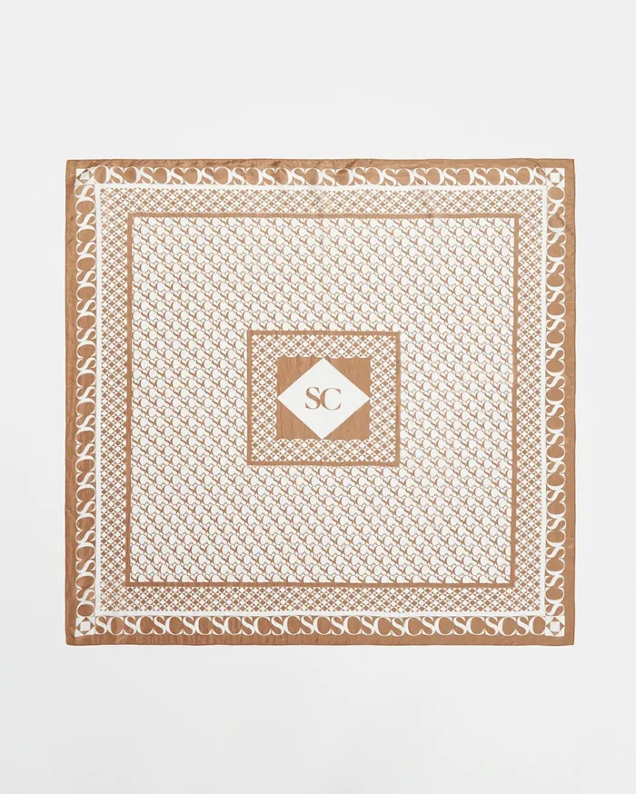 Sportscraft Logo Silk Scarf Tan Women Scarves