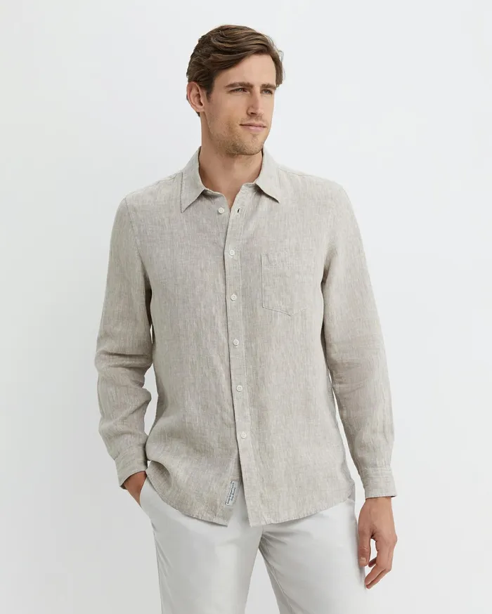 Sportscraft Long Sleeve Linen Shirt Barley Men Shirts