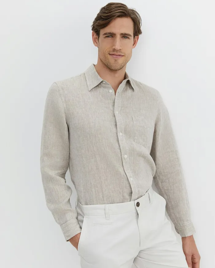 Sportscraft Long Sleeve Linen Shirt Barley Men Shirts