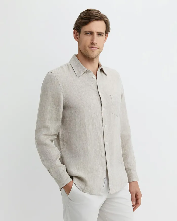 Sportscraft Long Sleeve Linen Shirt Barley Men Shirts