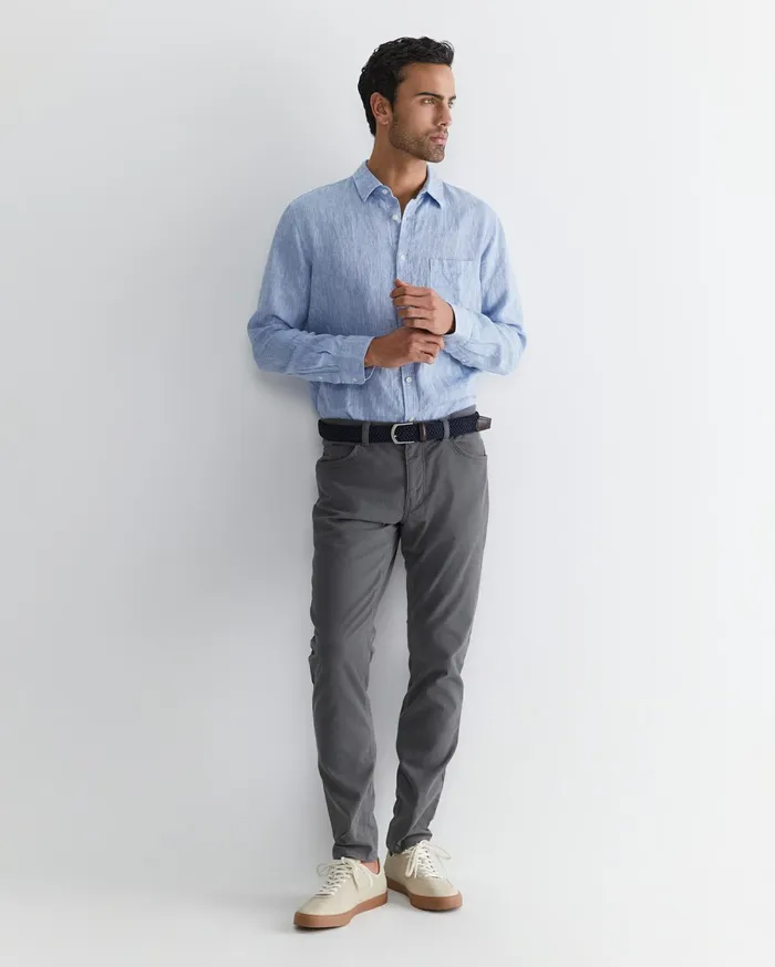 Sportscraft Long Sleeve Linen Shirt Chambray Men Shirts