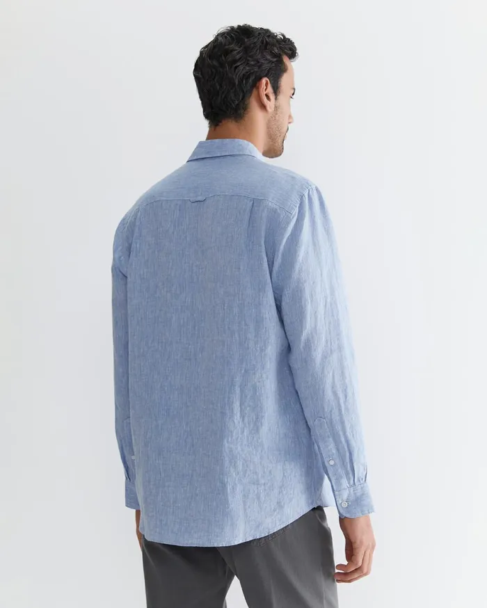 Sportscraft Long Sleeve Linen Shirt Chambray Men Shirts