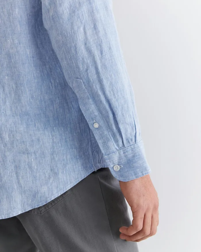 Sportscraft Long Sleeve Linen Shirt Chambray Men Shirts