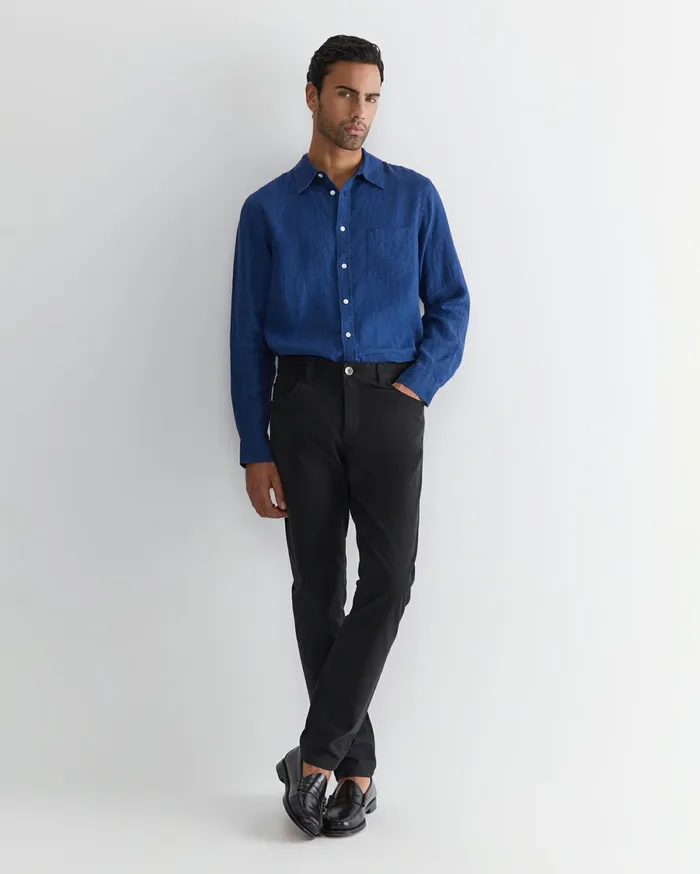 Sportscraft Long Sleeve Linen Shirt Indigo Men Shirts