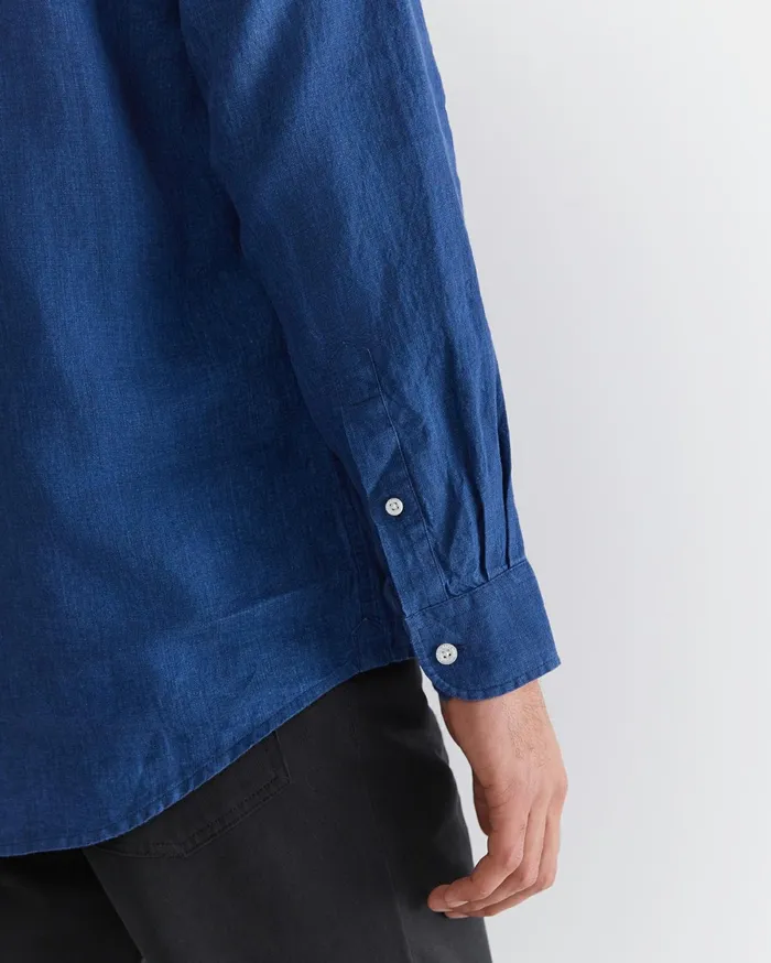 Sportscraft Long Sleeve Linen Shirt Indigo Men Shirts