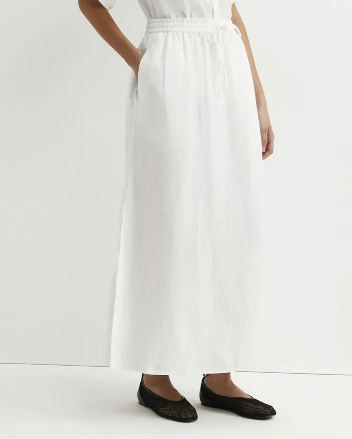 Sportscraft Lulu Linen Midi Skirt White Women Skirts