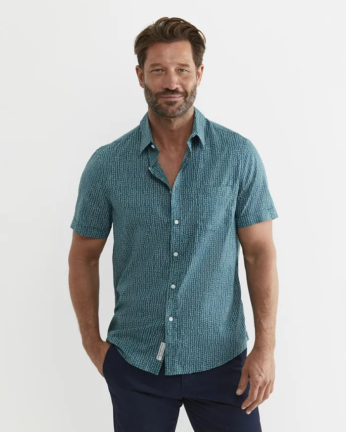 Sportscraft Marlin Short Sleeve Shirt Teal Men Shirts