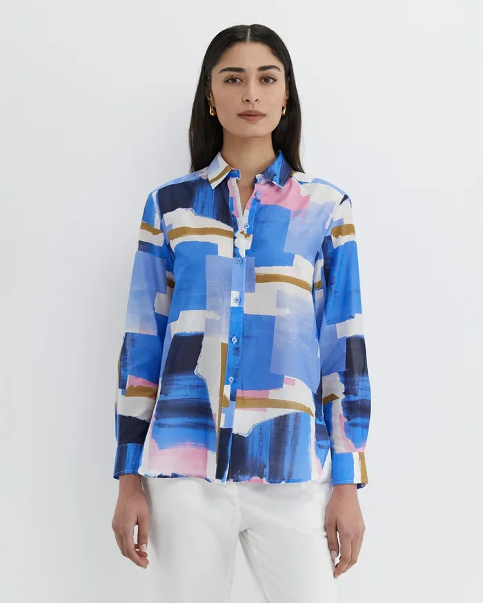 Sportscraft Martine Cotton Silk Shirt Multi Women Shirts