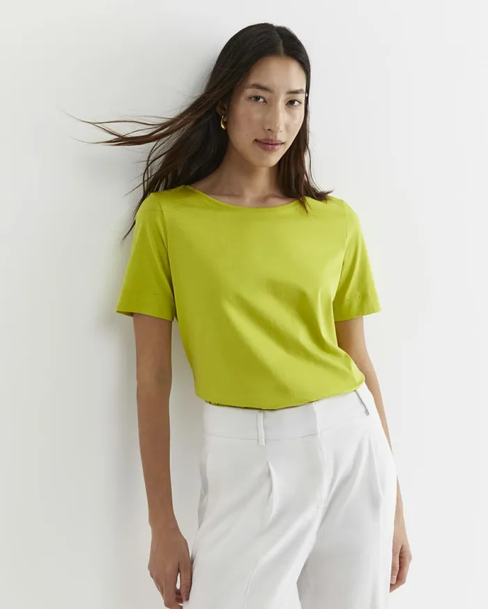 Sportscraft Mercerised Cotton Tee Celery Women Tops and Tees
