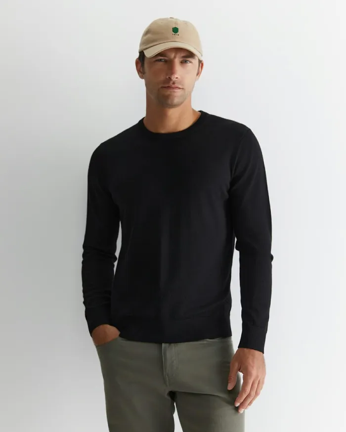 Sportscraft Merino Crew Neck Knit Black Men Knitwear