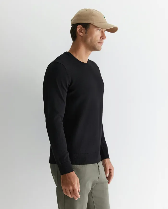 Sportscraft Merino Crew Neck Knit Black Men Knitwear