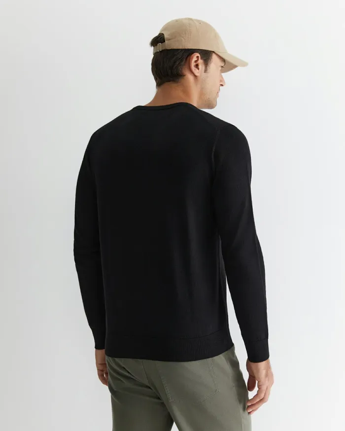Sportscraft Merino Crew Neck Knit Black Men Knitwear