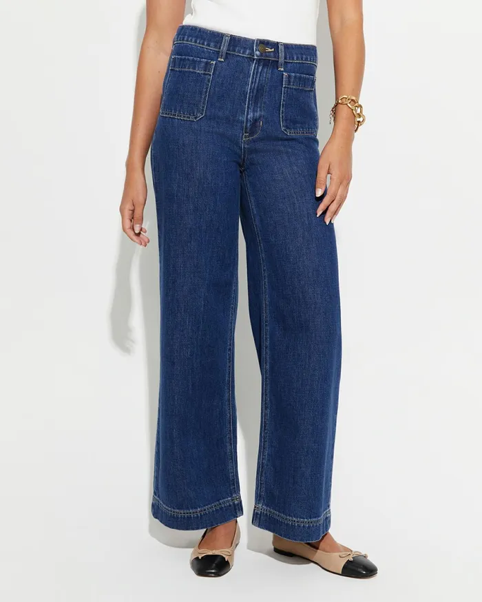 Sportscraft Nili Wide Leg Jean Blue Wash Women Pants
