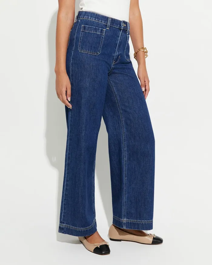 Sportscraft Nili Wide Leg Jean Blue Wash Women Pants
