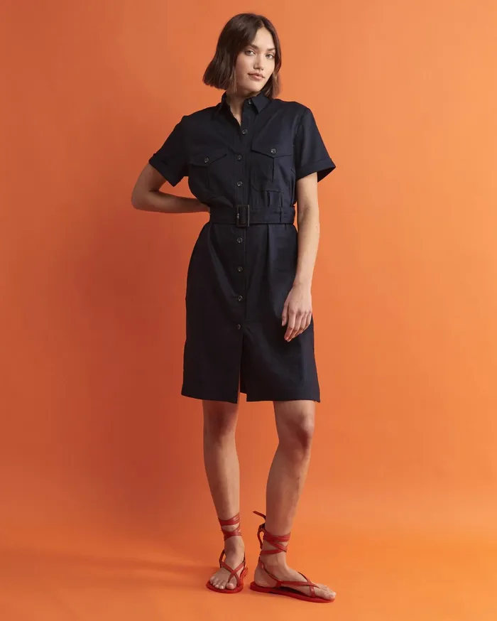 Sportscraft Rosa Belted Shirt Dress Classic Navy Women Dresses