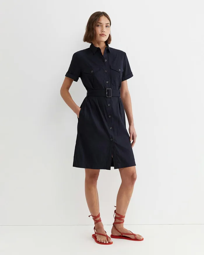 Sportscraft Rosa Belted Shirt Dress Classic Navy Women Dresses