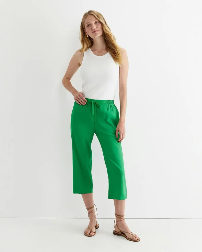 Sportscraft Rosa Crop Linen Pant Fern Women Pants