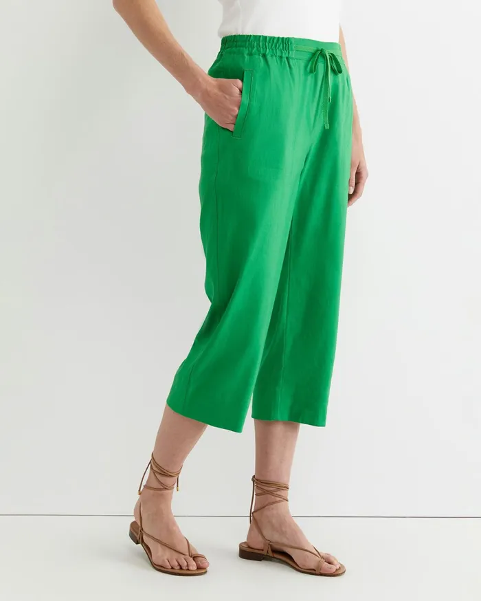 Sportscraft Rosa Crop Linen Pant Fern Women Pants