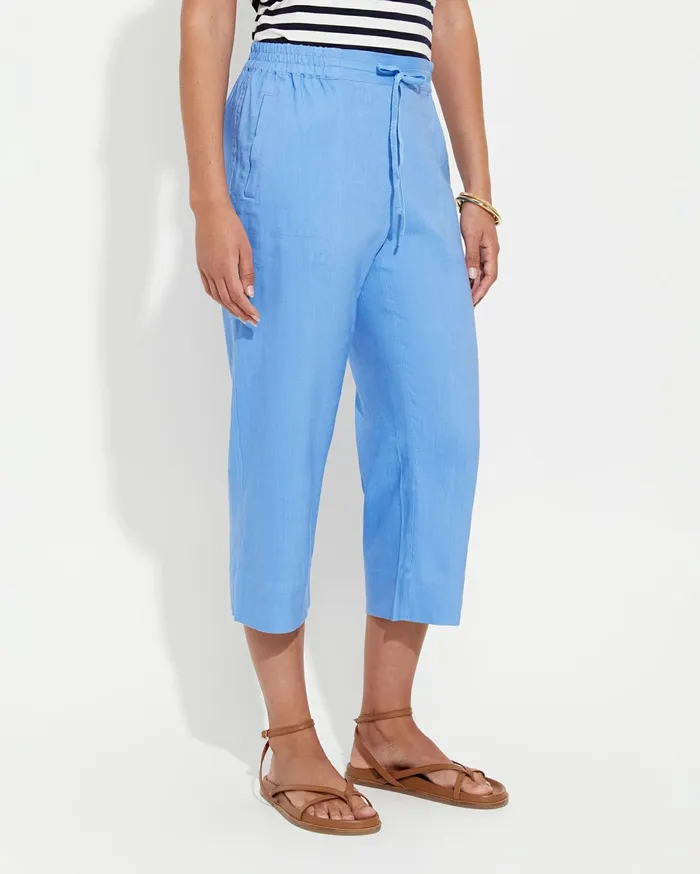 Sportscraft Rosa Crop Linen Pant Moroccan Blue Women Pants