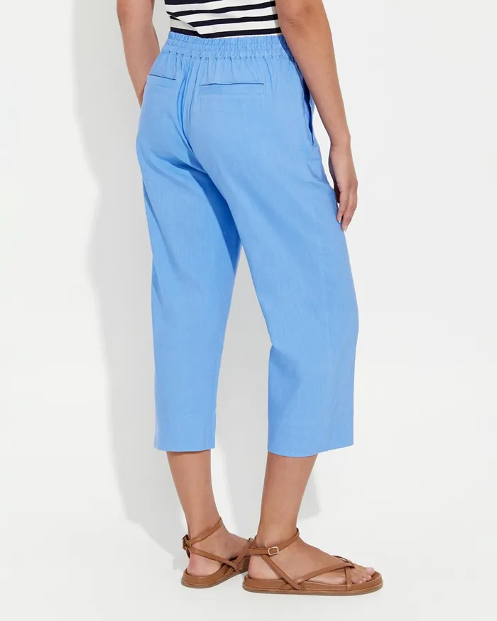 Sportscraft Rosa Crop Linen Pant Moroccan Blue Women Pants