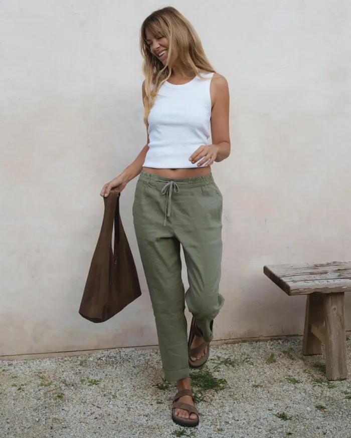 Sportscraft Rosa Linen Pant Khaki Women Pants